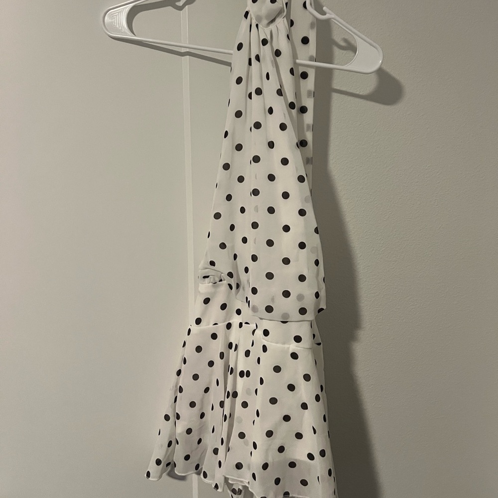 White Polka Dot Halter Dress